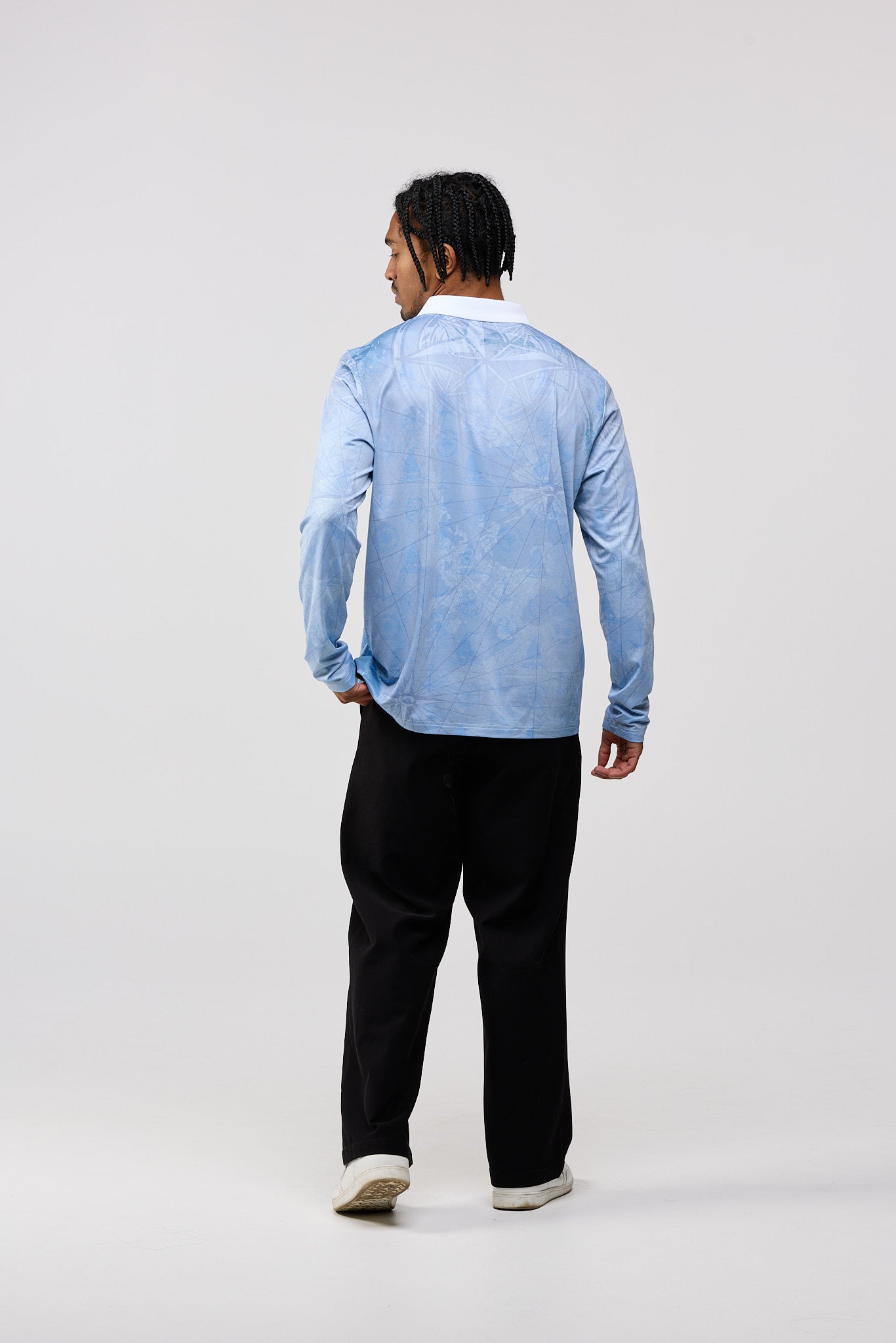 Blackwater Marauder UPF 50+ men's sun protection shirt featuring bold ocean-inspired artwork. Designed for serious anglers and outdoor enthusiasts.