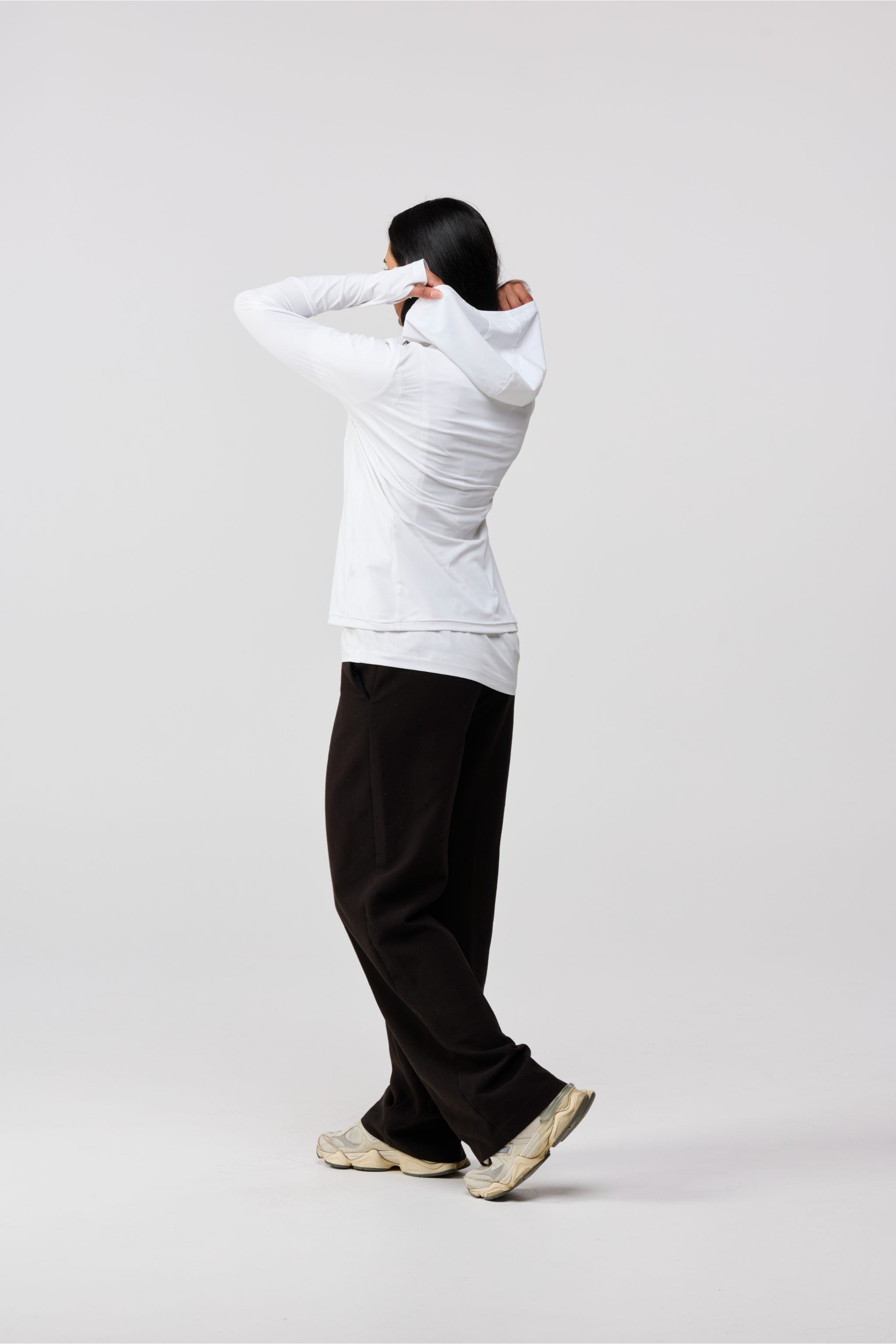 Women’s Sun Shirt with Hood – White – back view