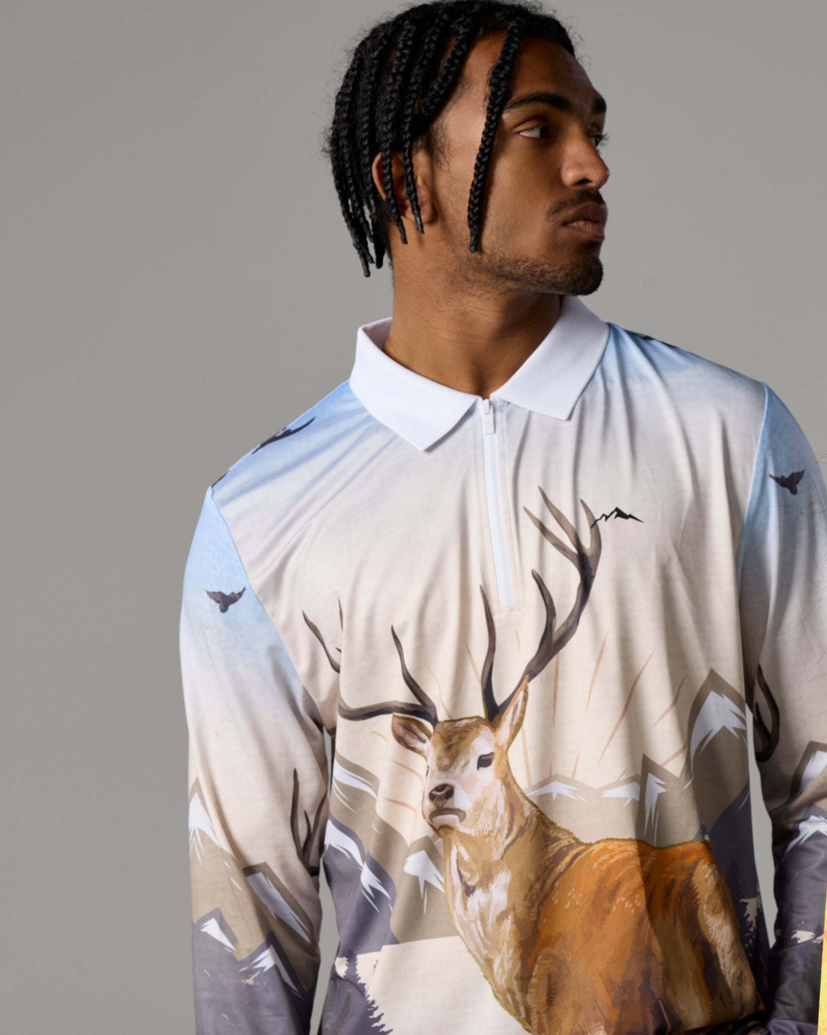 UPF Official zip shirt for men – tactical hunting camo look with full-print detail.