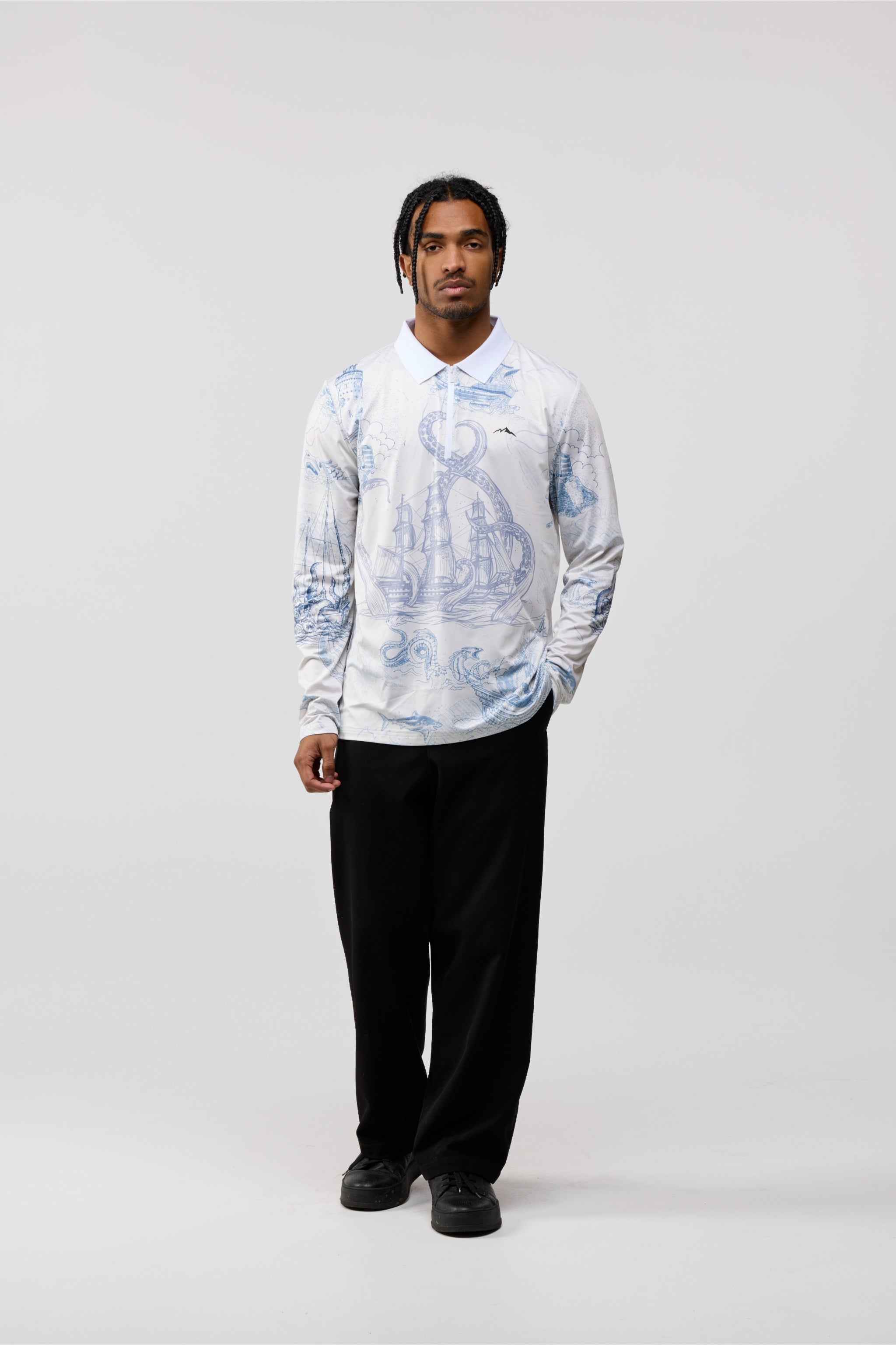 Kraken Domain UPF 50+ long sleeve shirt. Sun-protective, moisture-wicking, and lightweight polyester. Designed for outdoor performance. upfofficial.com