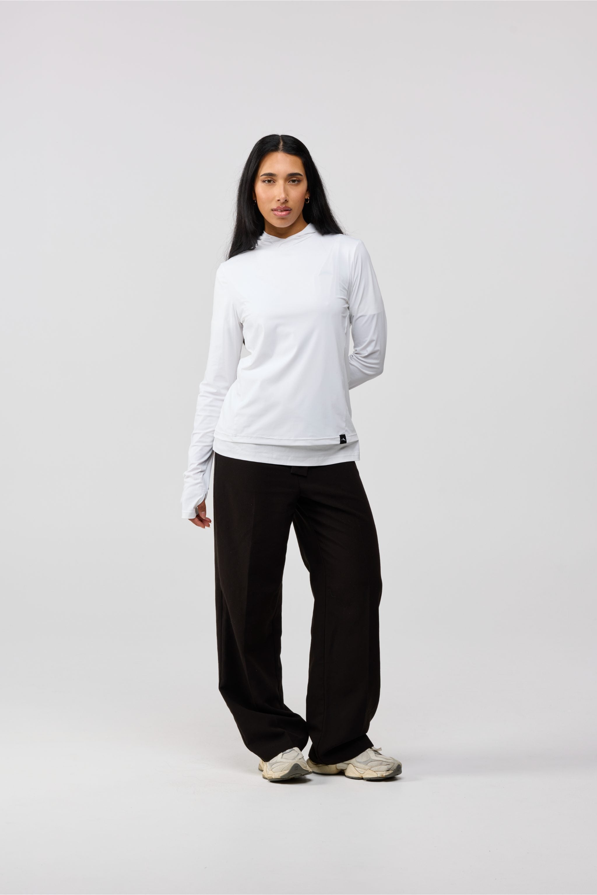 White Women’s Active Hoodie – Nylon Spandex Blend
