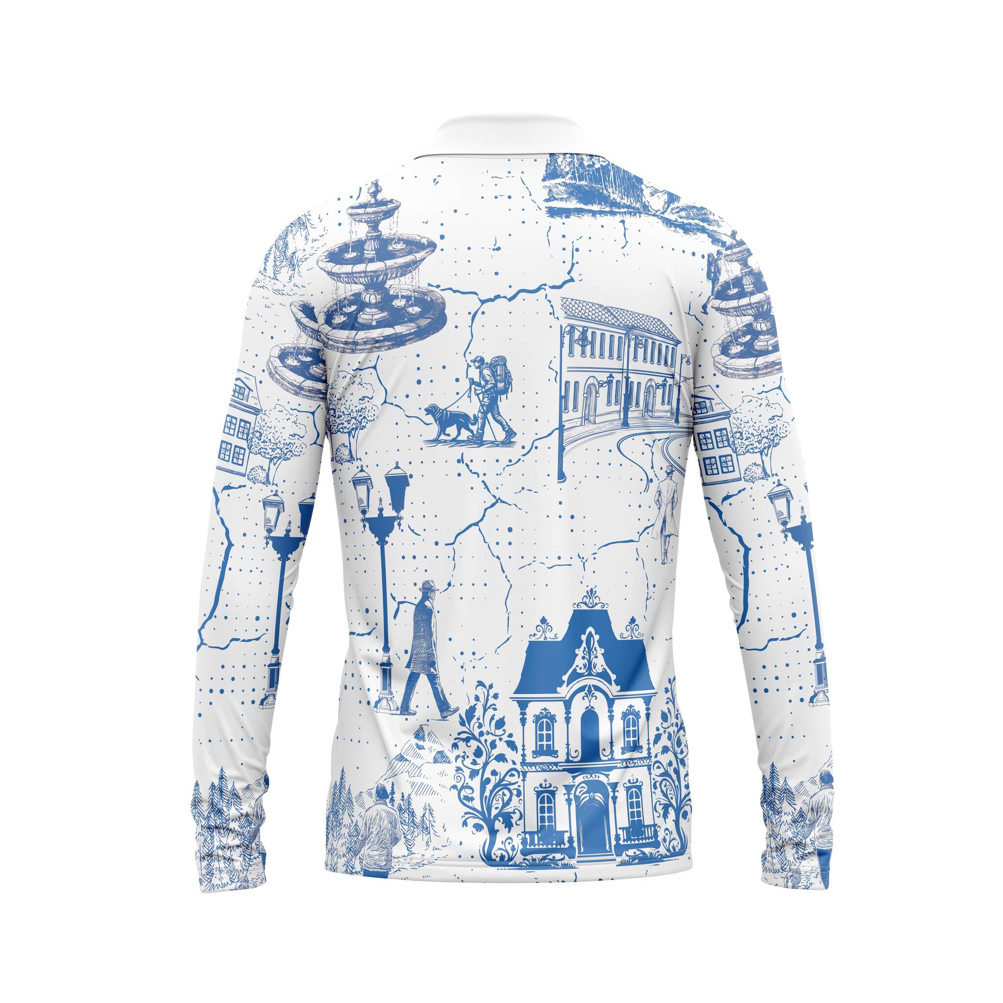 Midnight Metropolis premium long sleeve shirt. Designed for comfort, breathability, and all-day wear. Ideal for sun protection.